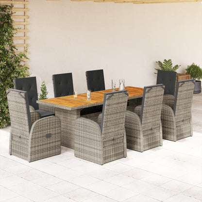 7-Delige Tuinset Met Kussens Poly Rattan Grijs