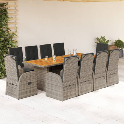 7-Delige Tuinset Met Kussens Poly Rattan Grijs