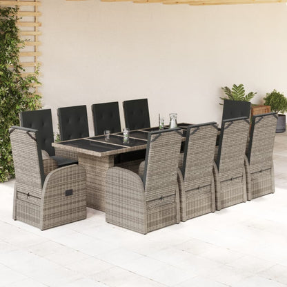 7-Delige Tuinset Met Kussens Poly Rattan Grijs