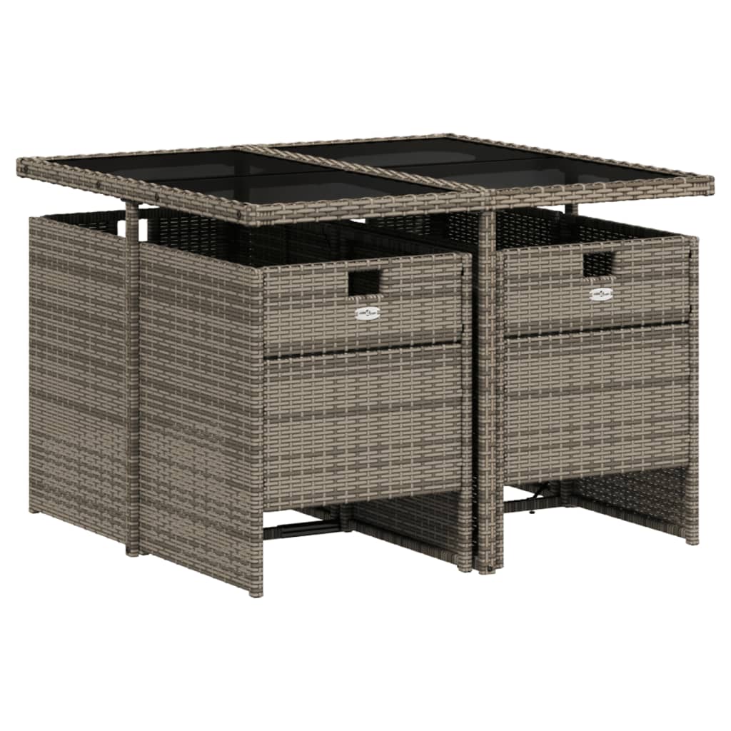 5-Delige Tuinset Met Kussens Poly Rattan