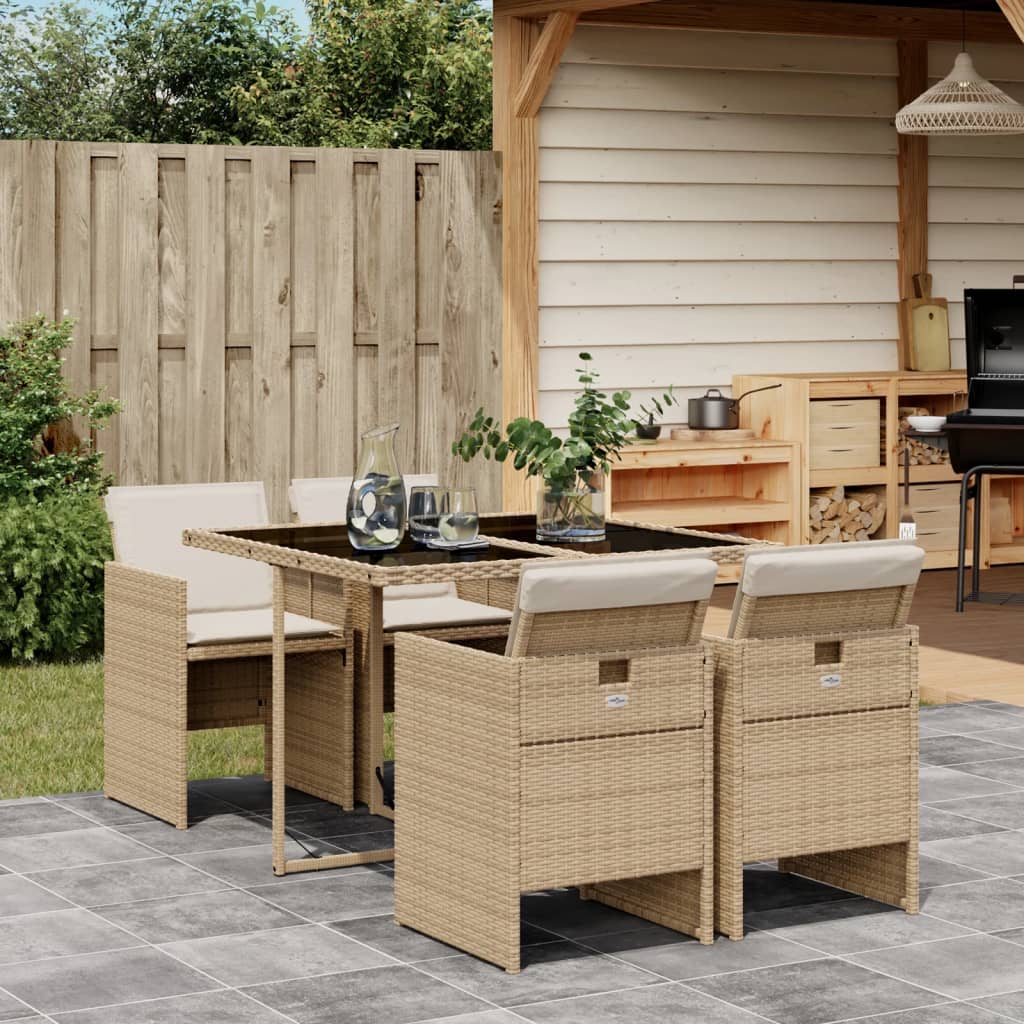 5-Delige Tuinset Met Kussens Poly Rattan