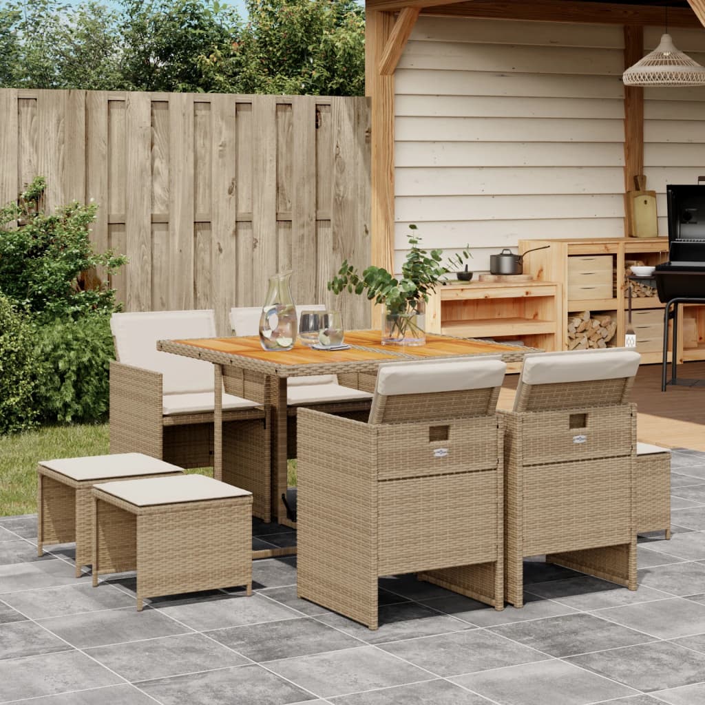15-Delige Tuinset Met Kussens Poly Rattan