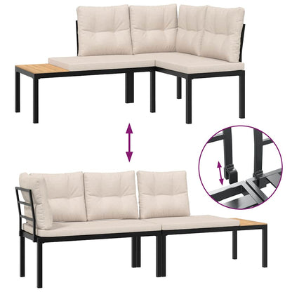 Tuinbanken Met Kussens 2 St Gepoedercoat Staal Zwart