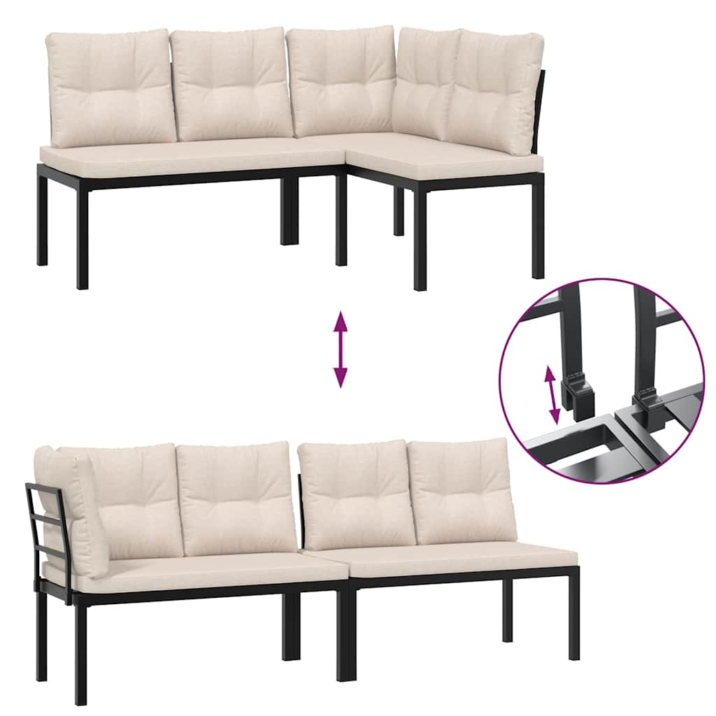 Tuinbanken Met Kussens 2 St Gepoedercoat Staal Zwart