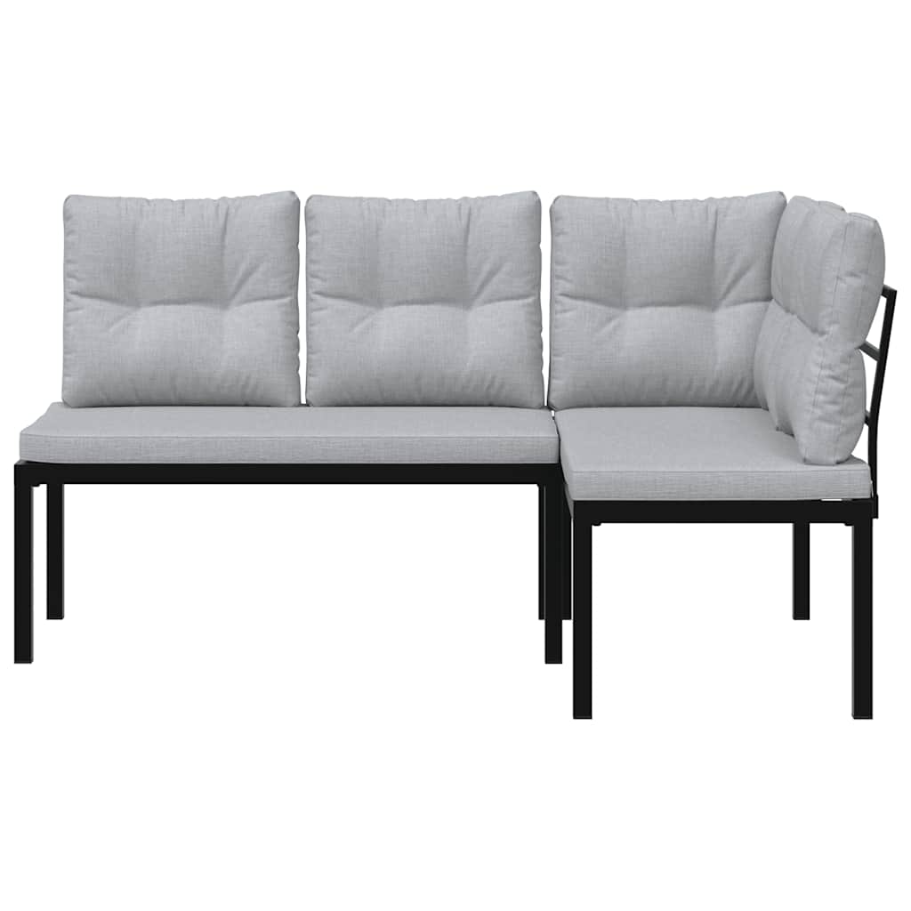 Tuinbanken Met Kussens 2 St Gepoedercoat Staal Zwart