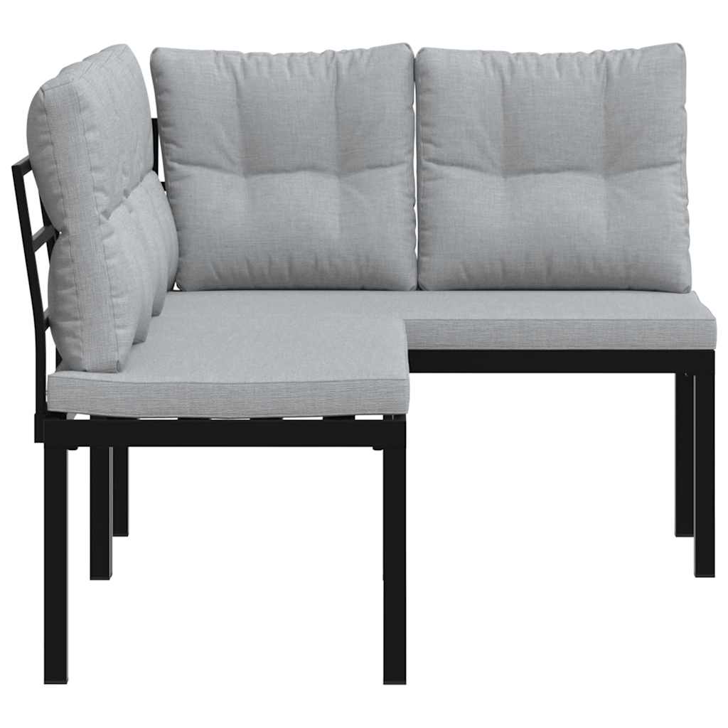 Tuinbanken Met Kussens 2 St Gepoedercoat Staal Zwart