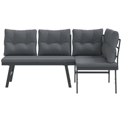 Tuinbanken Met Kussens 2 St Gepoedercoat Staal Zwart