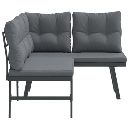 Tuinbanken Met Kussens 2 St Gepoedercoat Staal Zwart