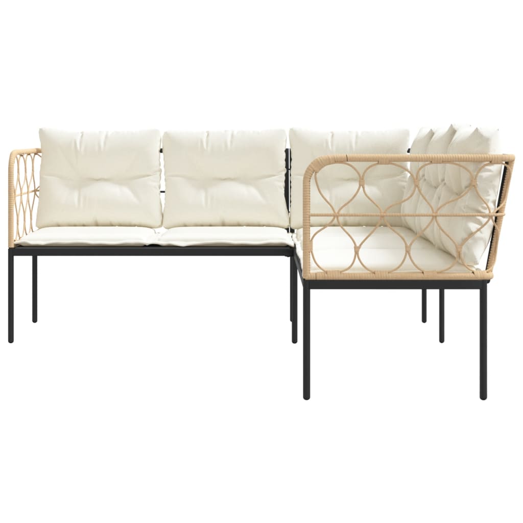 Tuinbank Met Kussens L-Vormig Staal En Textileen Zwart