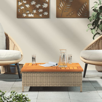 Tuintafel 70X70X25 Cm Poly Rattan En Acaciahout