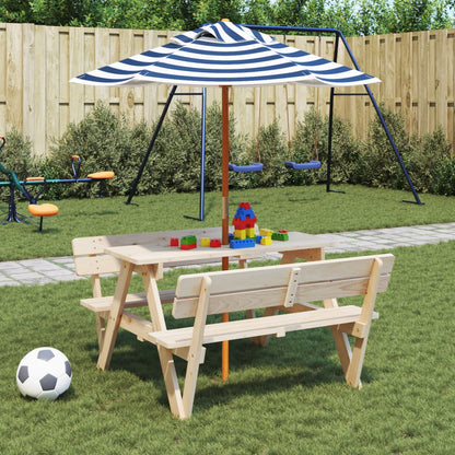 Picknicktafel Voor 4 Kinderen Met Parasol Massief Vurenhout