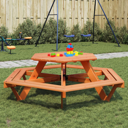 Picknicktafel Voor 4 Kinderen Met Parasol Zeshoekig Vurenhout
