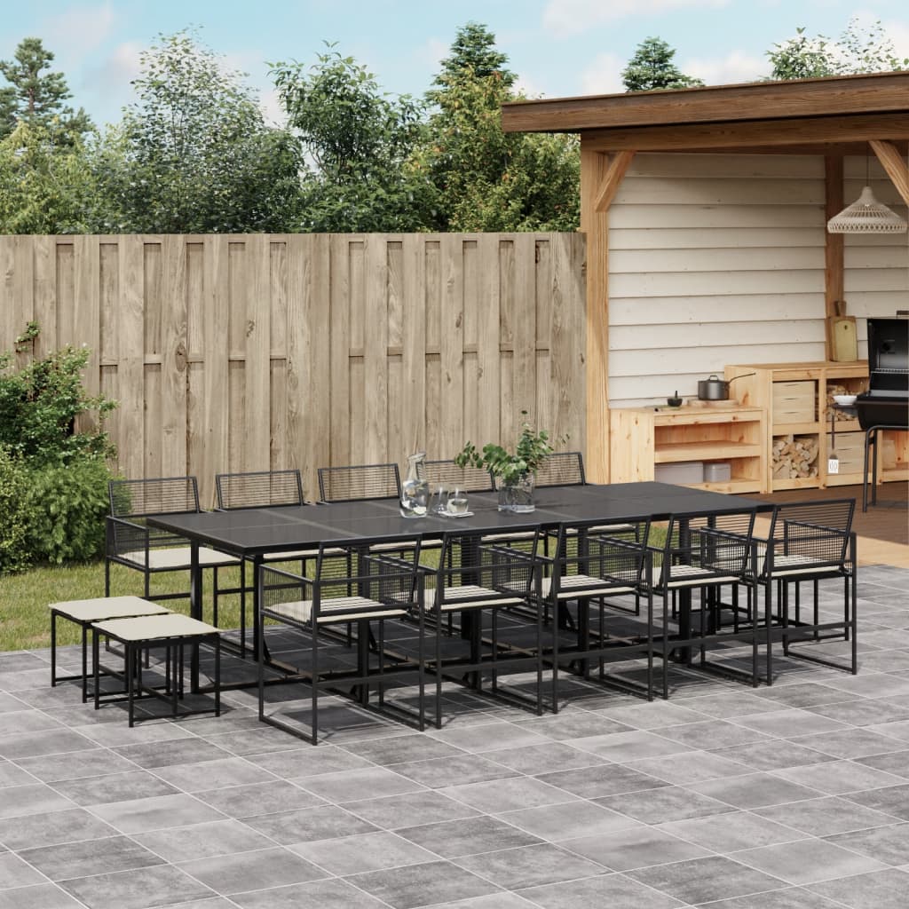 9-Delige Tuinset Poly Rattan Zwart