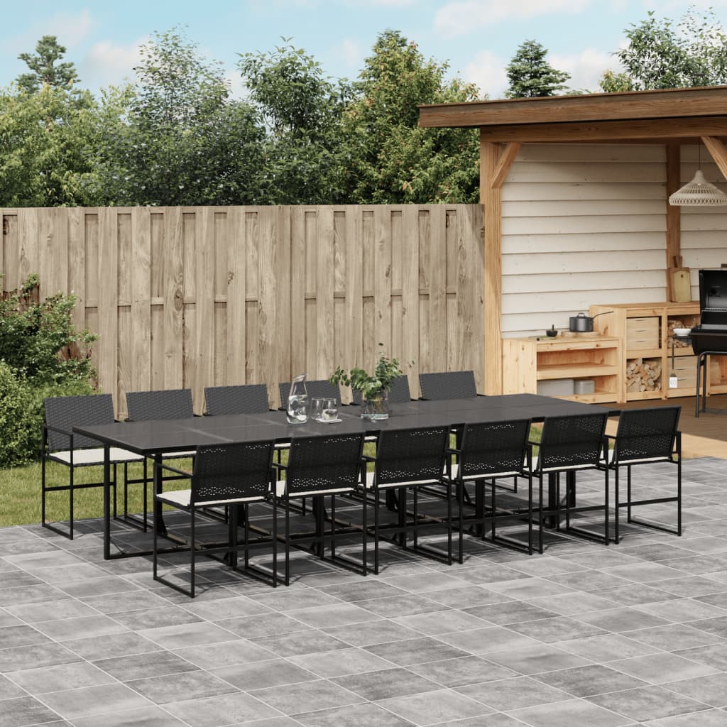 5-Delige Tuinset Met Kussens Poly Rattan Zwart