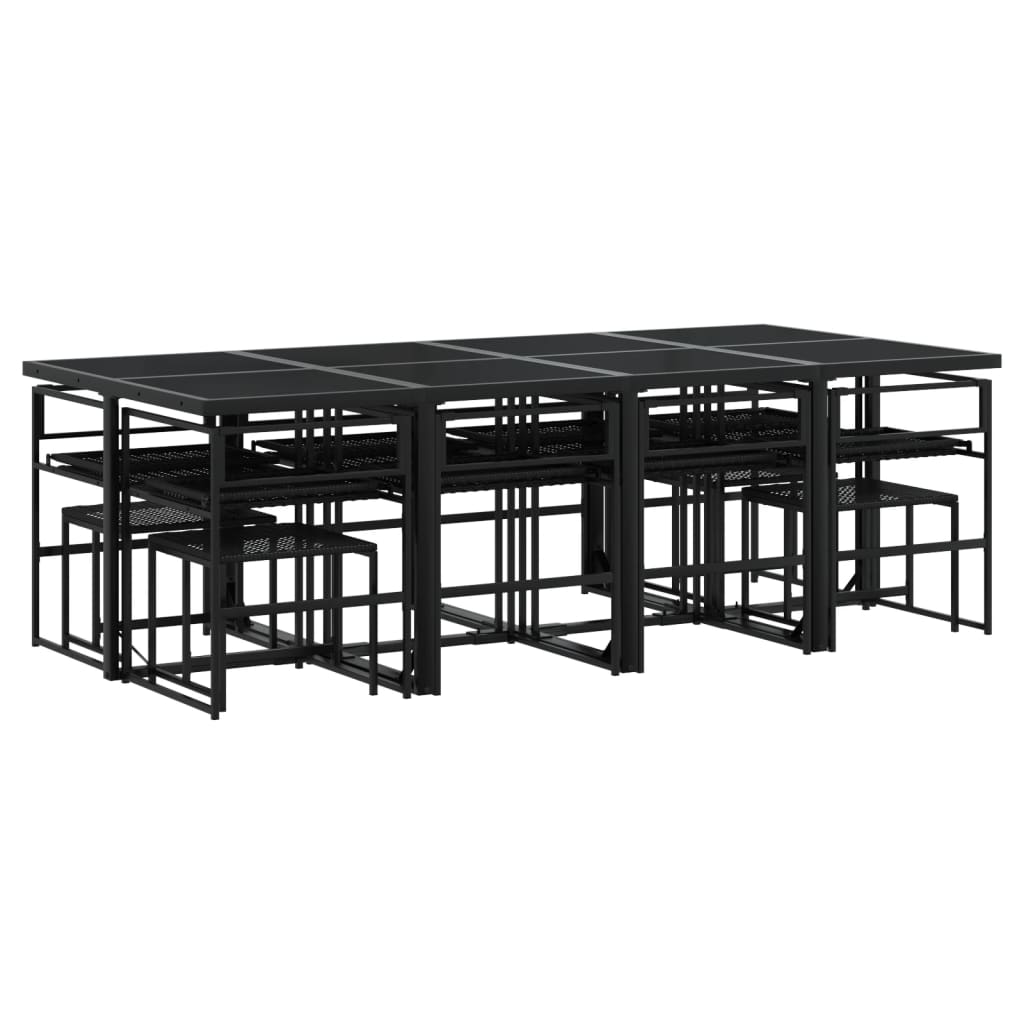 13-Delige Tuinset Met Kussens Poly Rattan Zwart