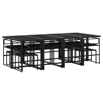 13-Delige Tuinset Met Kussens Poly Rattan Zwart