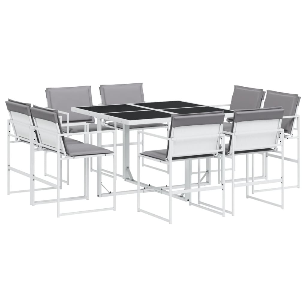 9-Delige Tuinset Met Kussens Textileen Wit