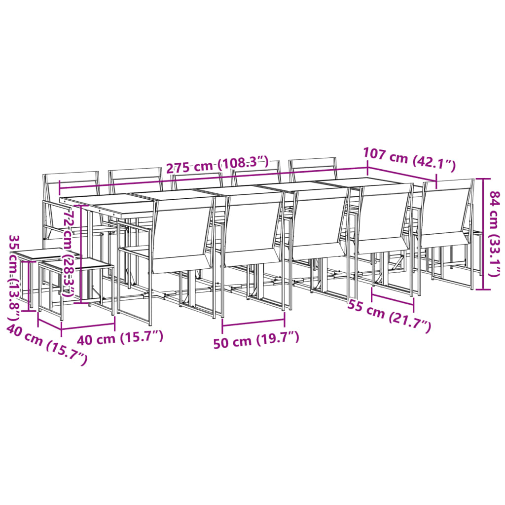 15-Delige Tuinset Textileen Zwart
