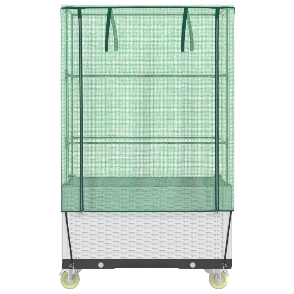 Plantenbak Verhoogd Met Hoes En Wielen 80X50X182 Cm Rattanlook