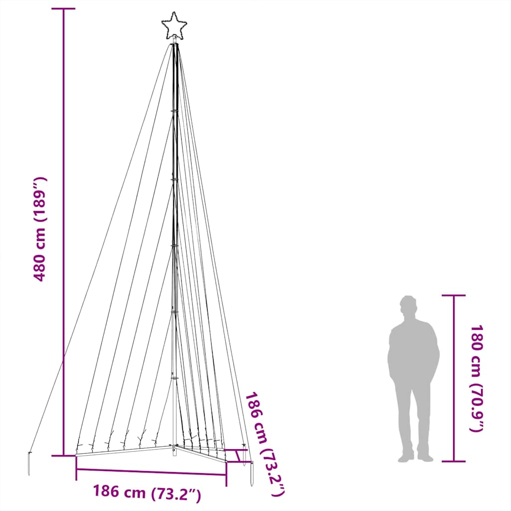 Led-Kerstboom 789 Leds 476 Cm Blauw