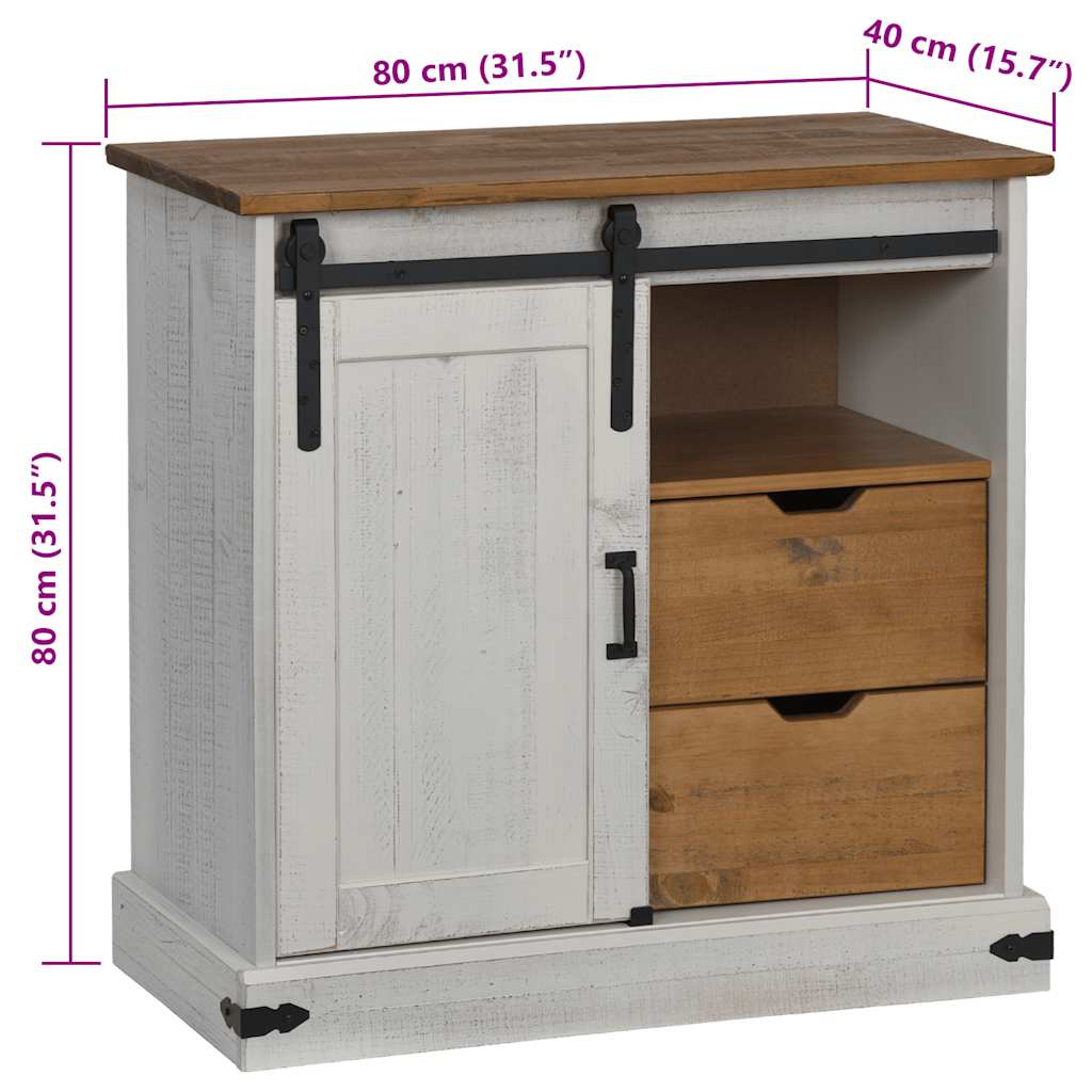 Dressoir Halden Met Schuifdeur 80X40X80 Cm Massief Hout