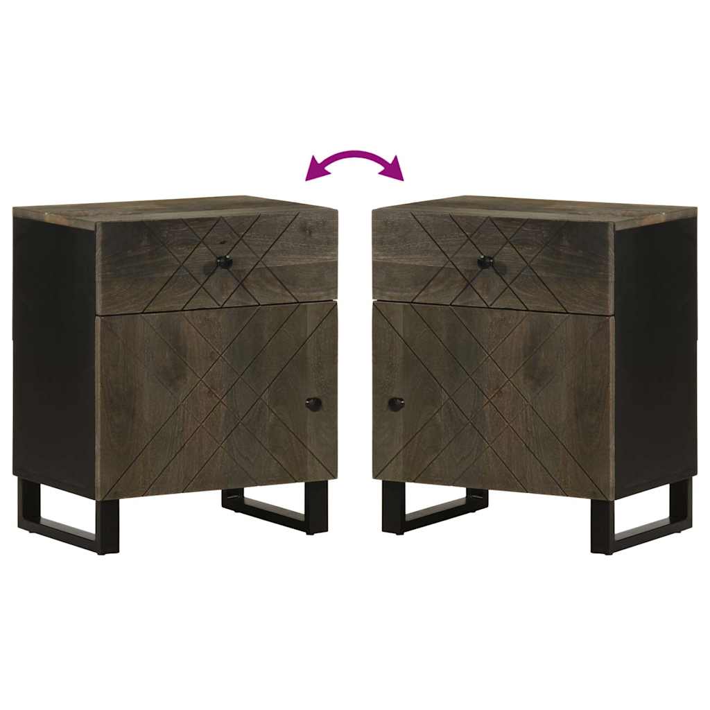 Nachtkastje 50X33X60 Cm Massief Mangohout Zwart