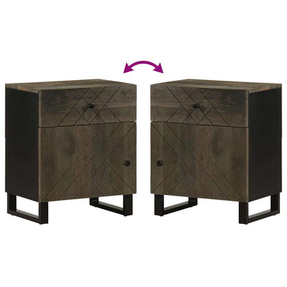 Nachtkastje 50X33X60 Cm Massief Mangohout Zwart