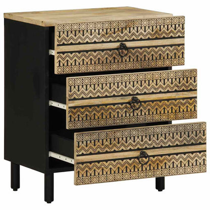 Nachtkastje 50X33X62 Cm Massief Ruw Mangohout Zwart