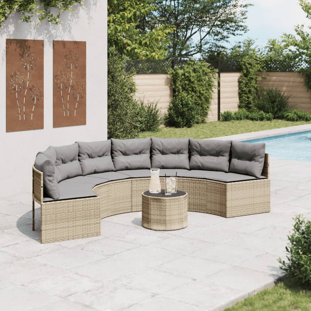 Tuinbank Met Kussens Poly Rattan Beige En Lichtgrijs
