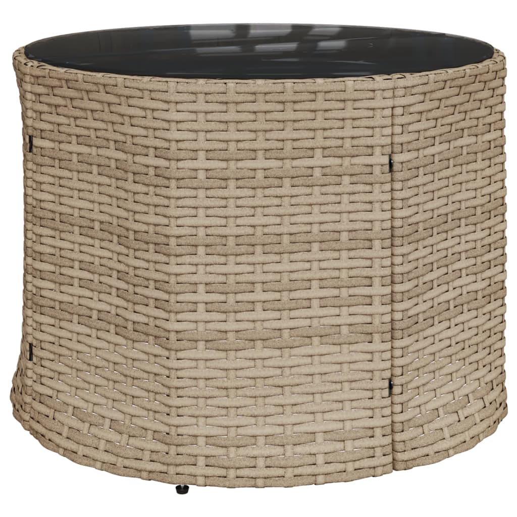 Tuinbank Met Tafel En Kussens Poly Rattan Beige En Lichtgrijs