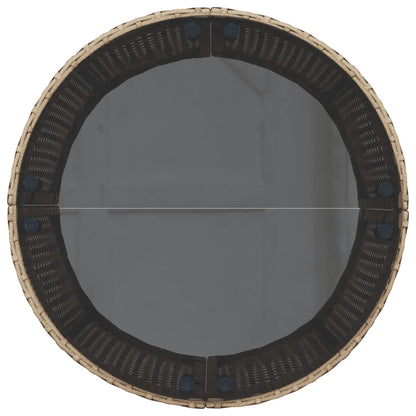 Tuinbank Met Tafel En Kussens Poly Rattan Beige En Lichtgrijs