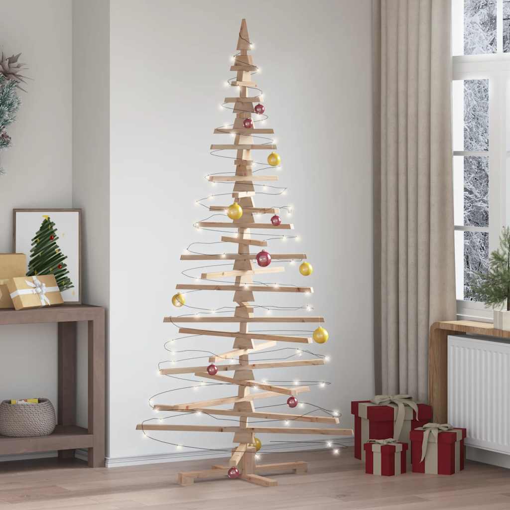Kerstdecoratie Kerstboom Massief Grenenhout Naturel (Onafgewerkt)