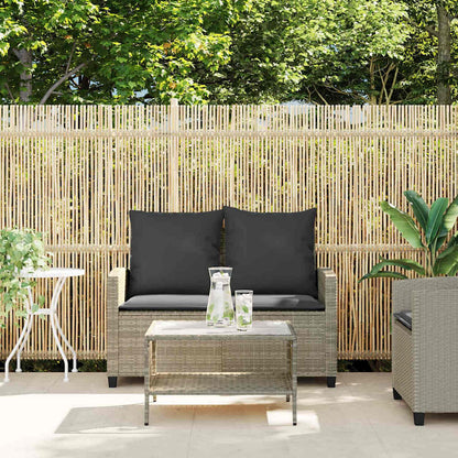 Tuinbank 2-Zits Met Kussens & Tafel Poly Rattan