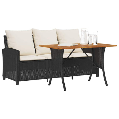 Tuinbank 3-Zits Met Kussens & Tafel Poly Rattan