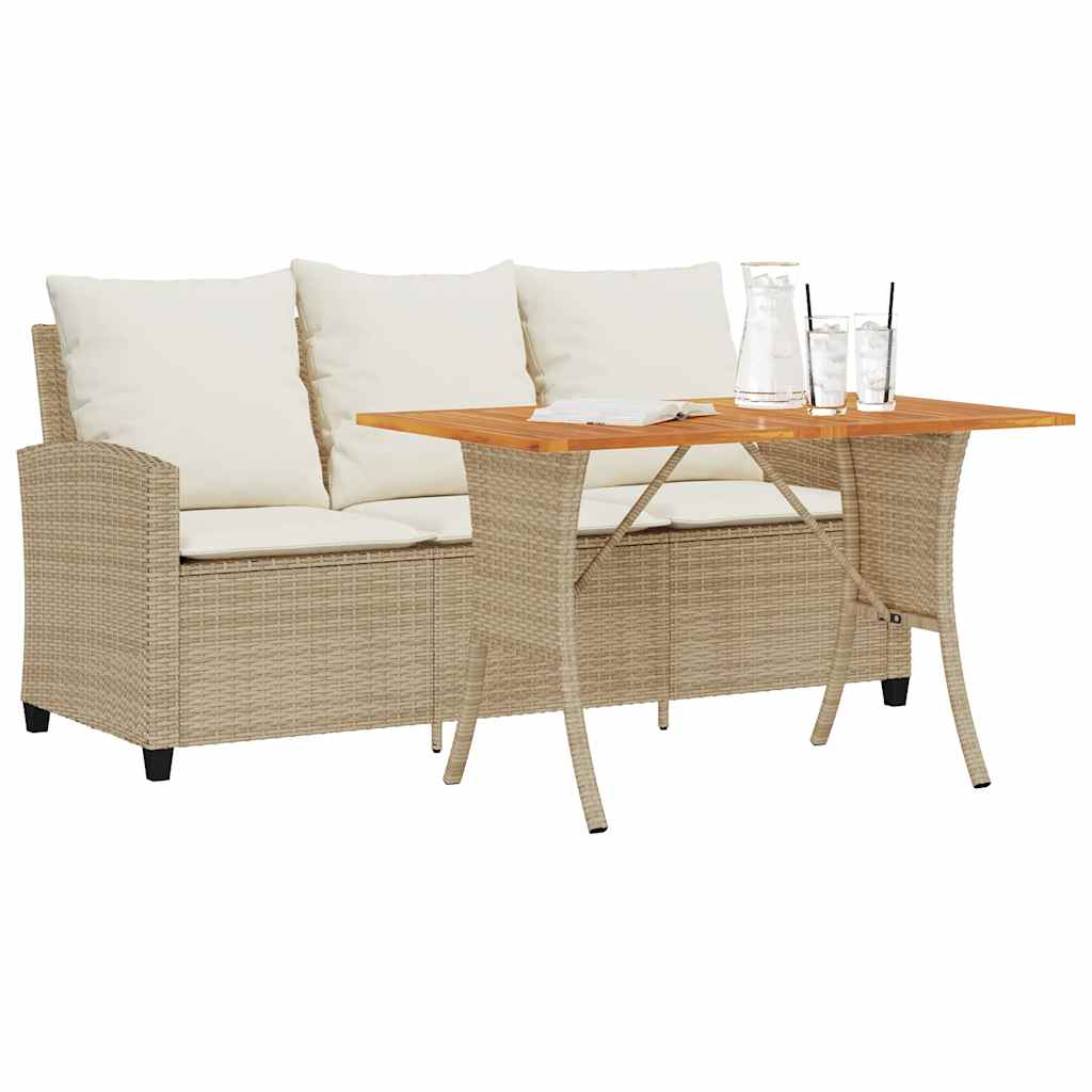 Tuinbank 3-Zits Met Kussens & Tafel Poly Rattan