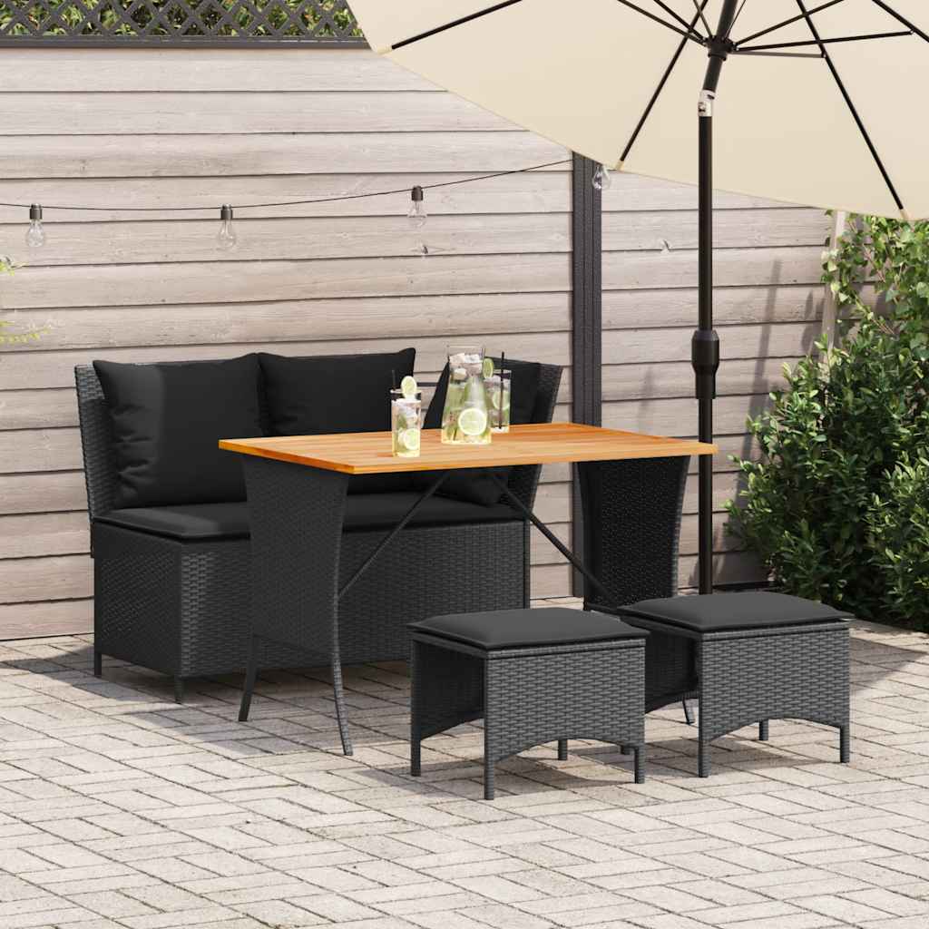 4-Delige Tuinset Met Kussens Poly Rattan