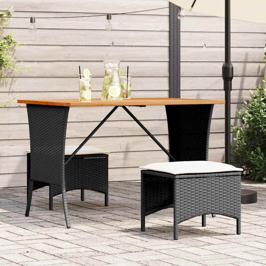 Tuintafel Met Acaciahouten Blad 105X75X72 Cm Poly Rattan