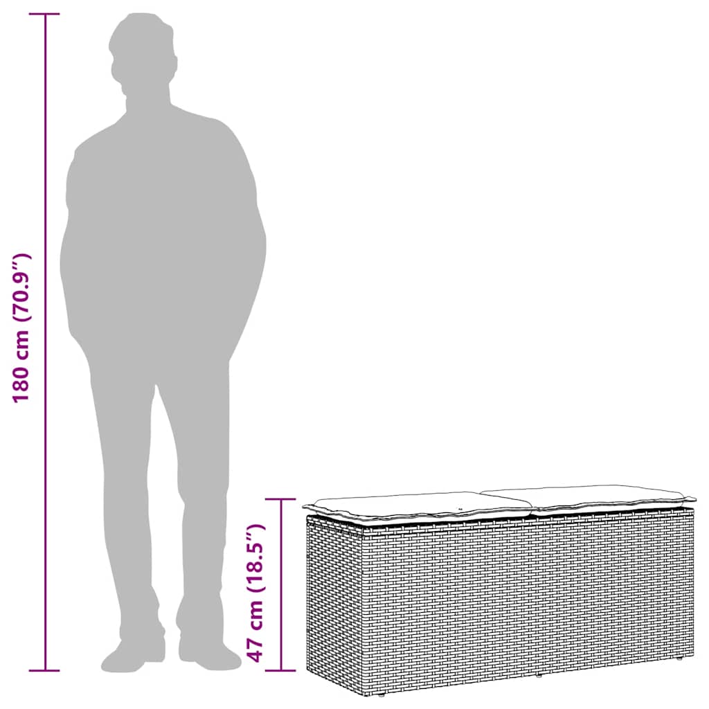 Tuinbank Met Kussen 110X40X44 Cm Poly Rattan