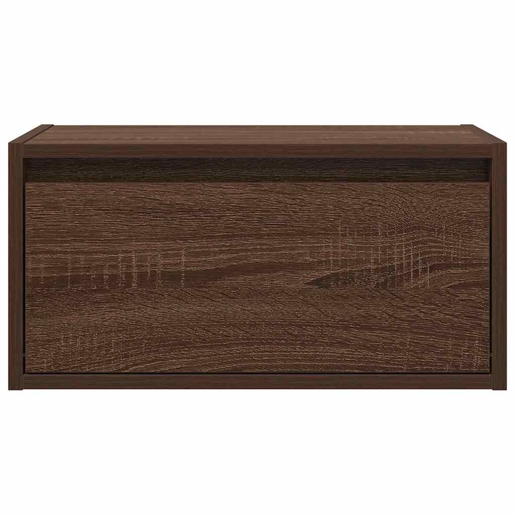 Nachtkastje Met Led's Wandgemonteerd Bruin Eikenkleur Zwart