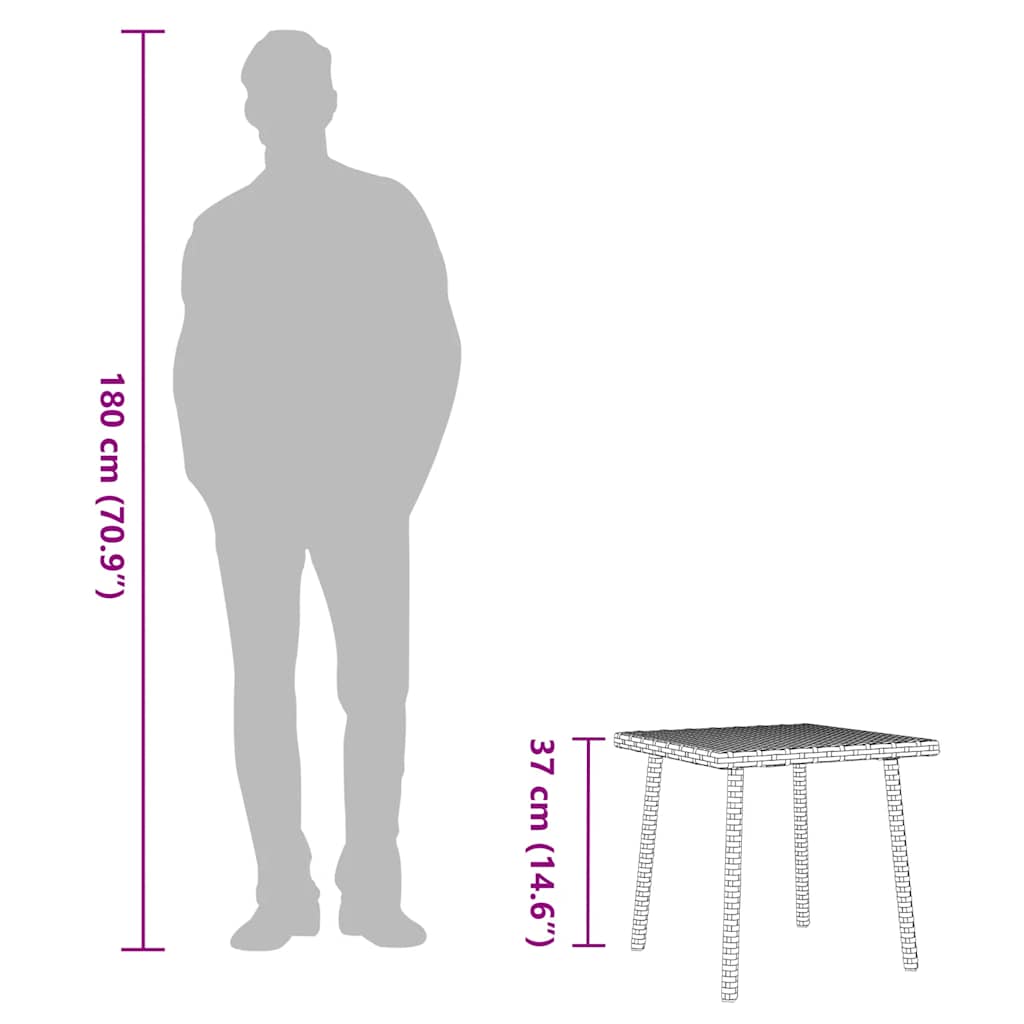 Tuin Salontafel Rechthoekig Poly Rattan