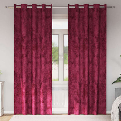 Gordijn Met Gordijnen 2 Pcs 245 X 140 Cm Fluweel Wijnrood