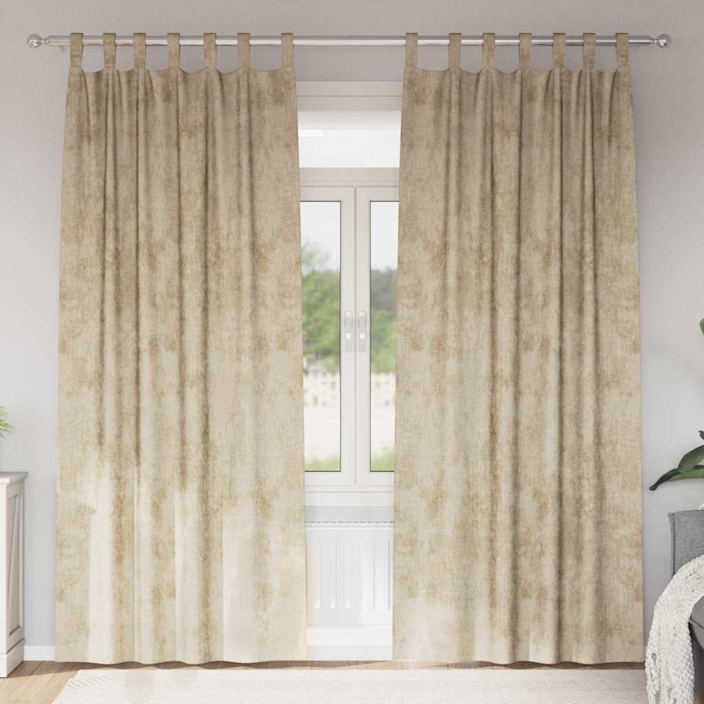 Gordijn Met Gordijnen 2 Pcs 225 X 140 Cm Fluweel Crème