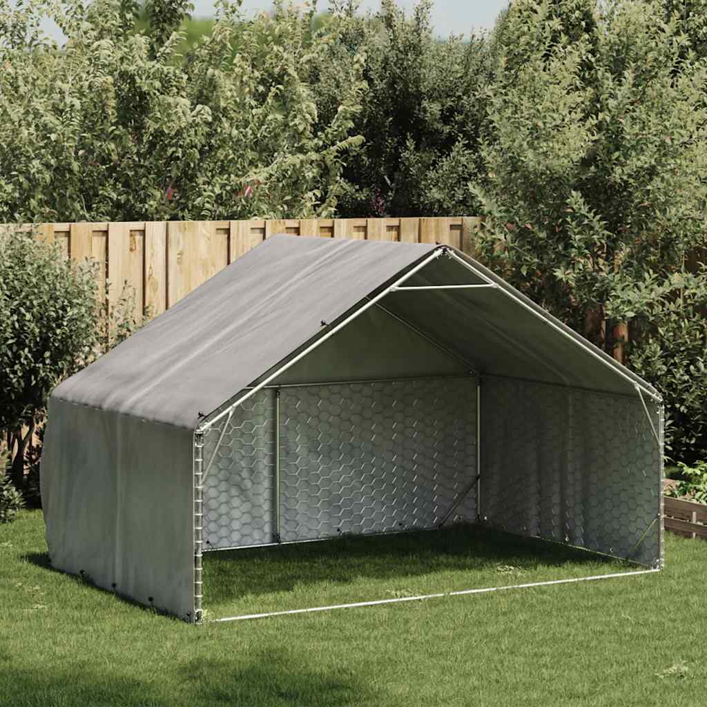 Hondenkennel Buiten Met Deksel 3X2X1,9 M Gegalvaniseerd Staal