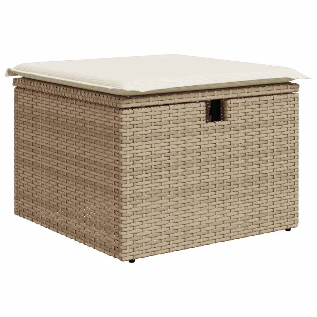 11-Delige Tuinset Met Kussens Poly Rattan Beige