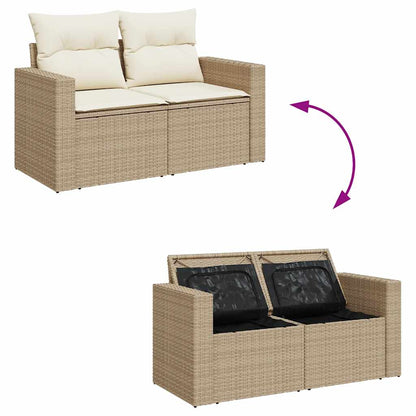 11-Delige Tuinset Met Kussens Poly Rattan Beige