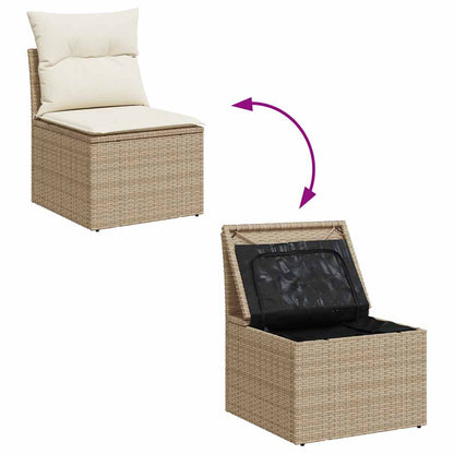 11-Delige Tuinset Met Kussens Poly Rattan Beige