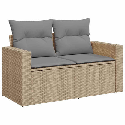 11-Delige Tuinset Met Kussens Poly Rattan Beige