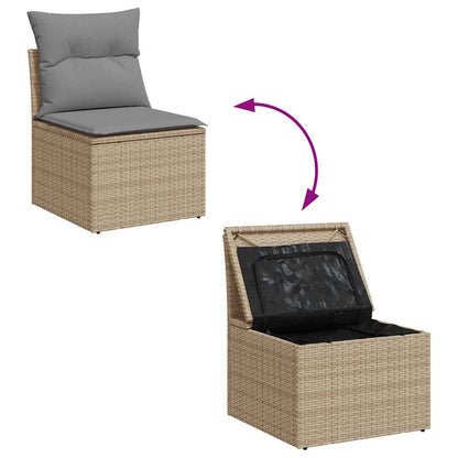 11-Delige Tuinset Met Kussens Poly Rattan Beige