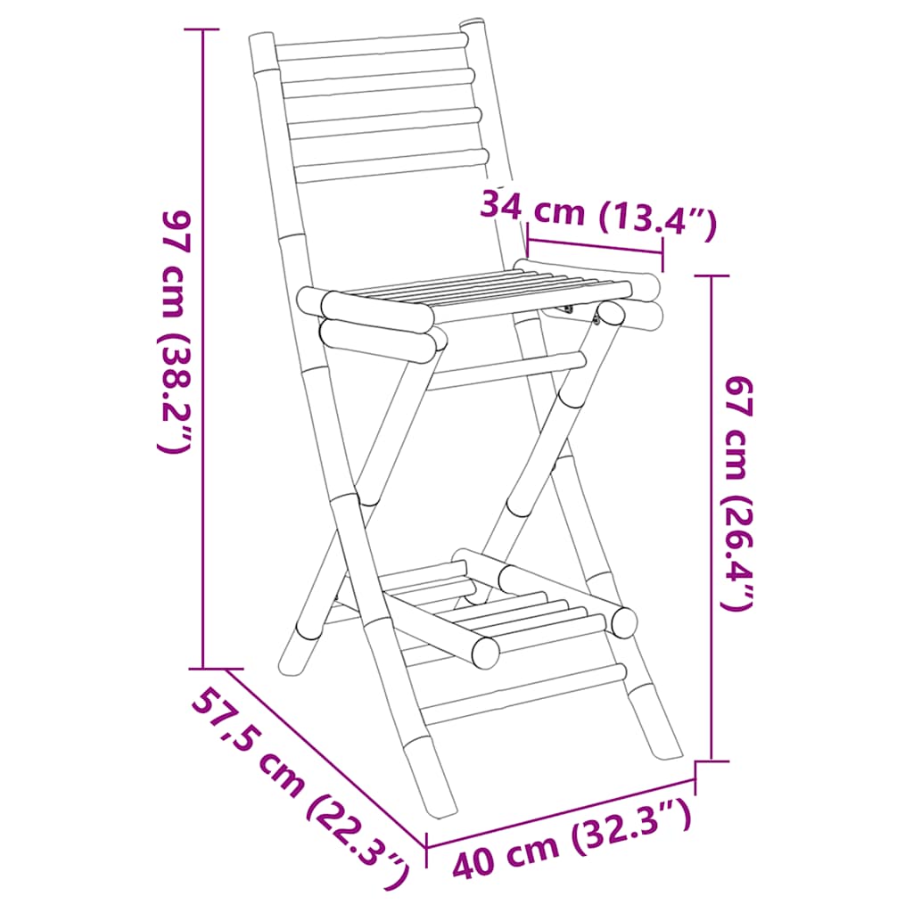 Barkrukken Met Voetsteunen Voor Buiten 2 St Opvouwbaar Bamboe