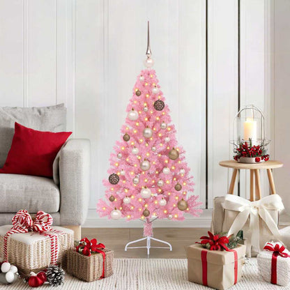 Kunstmatig Voorverlicht Kerstboom Met 300 Led Pvc Roze